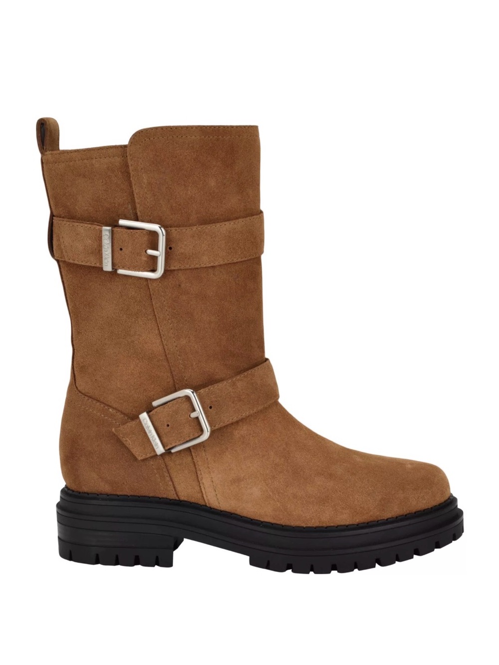 Calvin Klein Camel Galivan Almond Toe Suede Casual Ankle Boots Buckle Sz 6 New